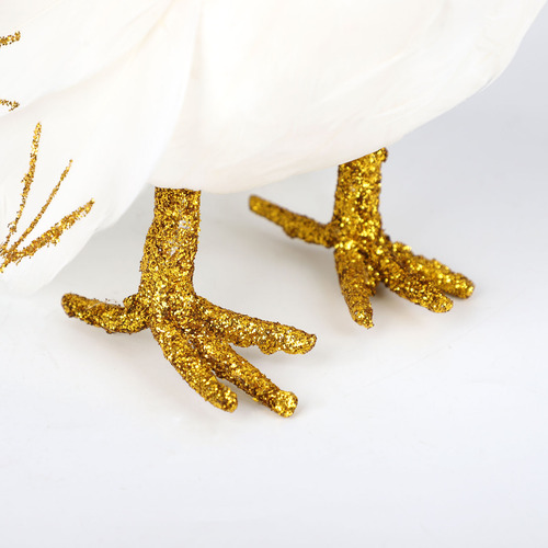 Adorno Para Árbol De Navidad Con Plumas De Pavo Real Blanco