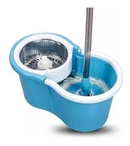 Mopa Giratoria 360º Acero Inox Balde Trapeador +3repuestos Color Azul