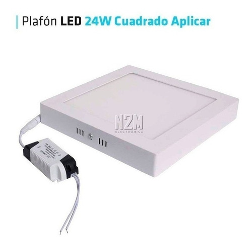 Plafon Led Spot Cuadrado 24w Aplicar Panel Marco Blanco Full
