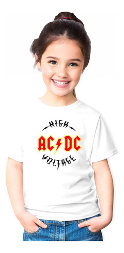 Polera Banda Rock Acdc Logo 2 Color 100% Algodon Niñas Niños