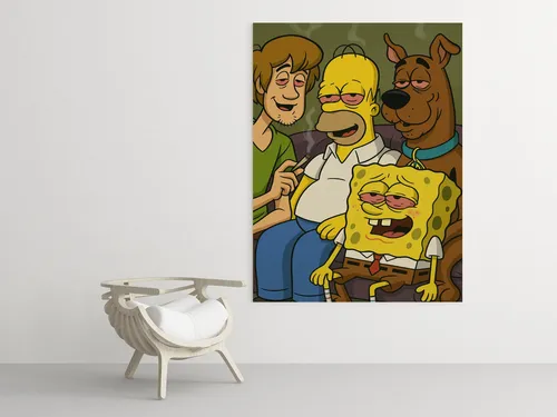 Cuadro Moderno Mural Con Personajes Icónicos De Dibujos Anim Full Hd