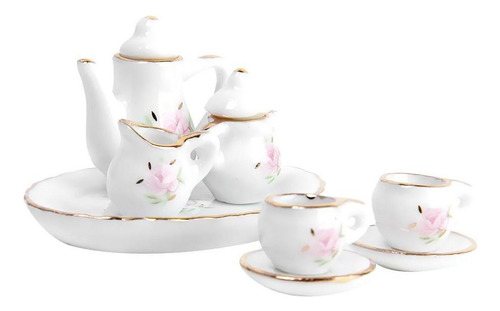 Magideal 8pcs Casa De Muñecas Miniatura Vajilla Porcelana Té