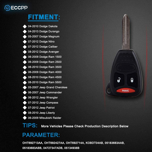 Keyless Fob Remoto, Eccpp Replacement Mando A Distancia Smar