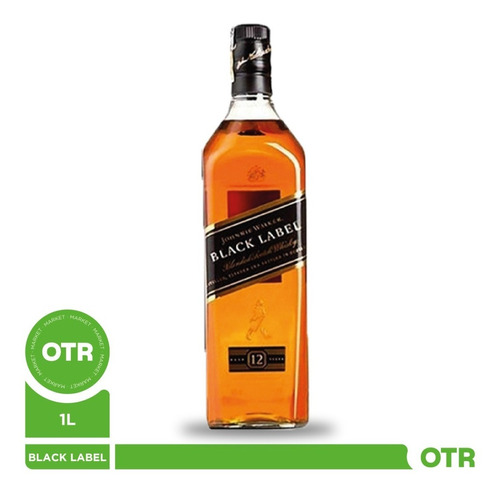Imagen 1 de 5 de Whisky Johnnie Walker Black Label 1l. - On The Rocks