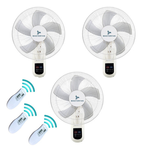 3 Pzs Ventilador Pared 18puLG Masterfan Blanco 60w C/control Cantidad De Aspas 5 Aspas Gris Diámetro 45 Cm Frecuencia 60hz Material De Las Aspas Plástico