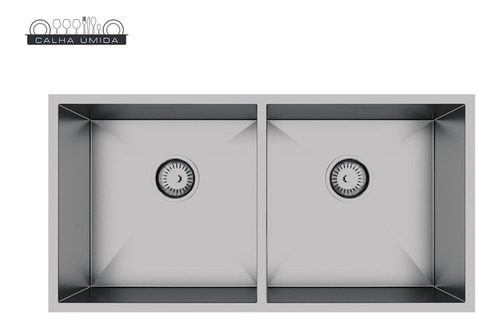 Cuba Dupla Inox Quadrada Gourmet Com Válvula 800 X 400