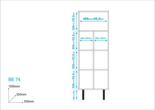 Imagen 4 de 4 de Mueble Librero Moderno Pies De Metal Modelo Be 74-226po