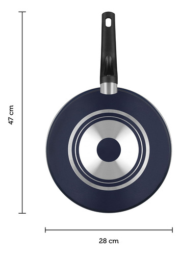 Wok De Aluminio Antiadherente 28 Cm Color Azul