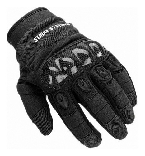 Guantes Tácticos Negros Strike Systems Cubre Nudillos Large