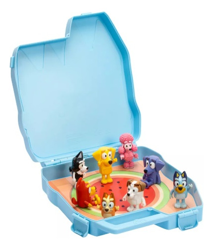 Bluey, Set Play & Go, Estuche Portatil Con 8 Figuras