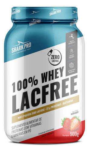 Whey 100 Lacfree 900g - Shark Pro - Morango