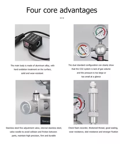 Kit Válvula Solenoide Regulador Tanque Co2 Acuario Plantado