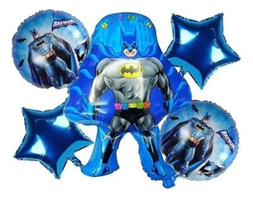 Bouquet 5 Globos Batman 60cm 3d+4metalizados 45cm