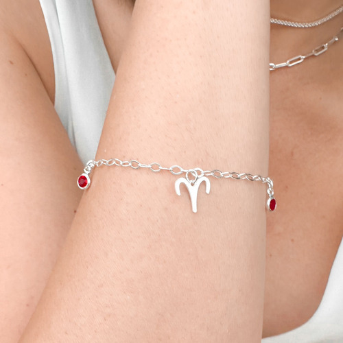 Pulseira Signo Aries Elemento Fogo Prata 925