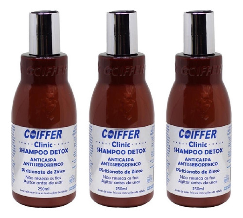 Kit 3 Shampoo Detox Anti Caspa Anti-seborreico 250g Coiffer