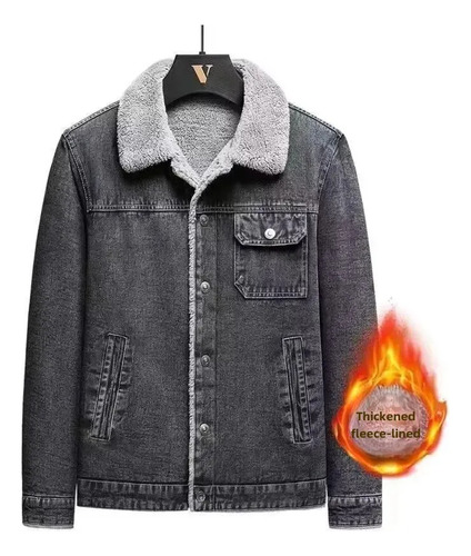 Chaqueta Bomber De Mezclilla Con Forro Polar Para Hombre, Pa