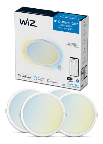 Spot De Embutir Led Wiz 24w Luz Calida Y Fria Wi-fi X4 Un.