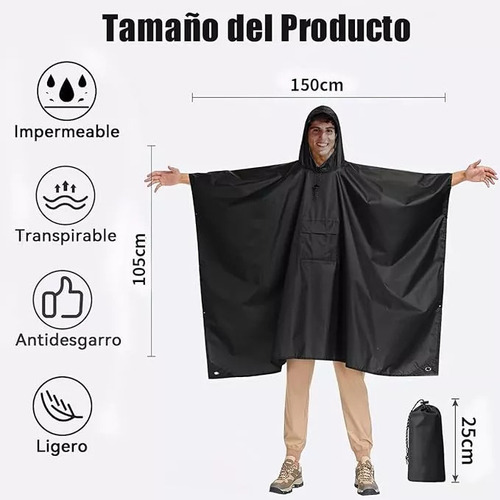Capa Impermeable Portátil Para Lluvia Gabardina Rompevientos