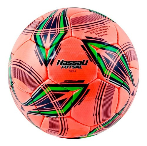 Pelota Nassau Futsal Ixion Fútbol 5 Papi N°4 Baby Sala Salon Aprobado Afa Kfa Color Coral Color secundario Verde claro