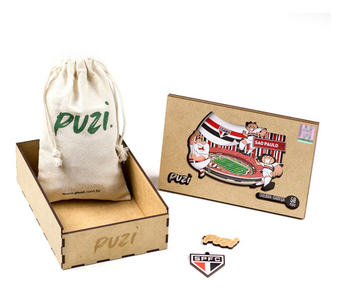 Quebra-cabeça São Paulo Fc Kids 50 Peças De Madeira - Puzi