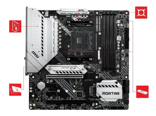 Placa Madre Msi Mag B550m Mortar Wifi Am4 Ryen Ctman