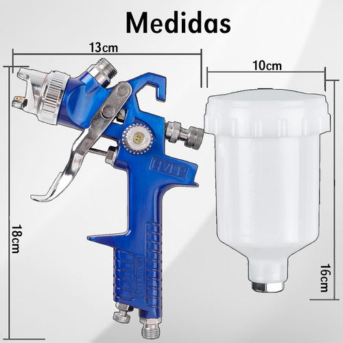 Kit 3 Pistola Pintura Gravidade Hvlp Bico 1.4mm Caneca 600ml
