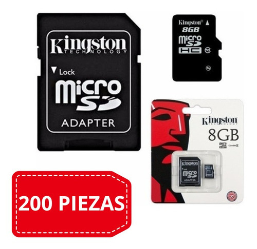 Paquete De 200 Memorias Kingston Micro Sd 8gb + Adaptador