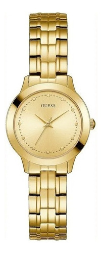 Pulseira de relógio feminina Guess W0989l2 Chelsea Quartz, cor dourada, moldura, cor de fundo dourada