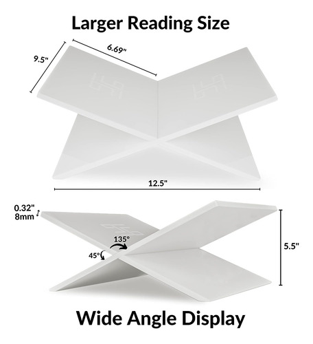Honygebia White Acrylic Book Stands - Cross Frame Acrylic...