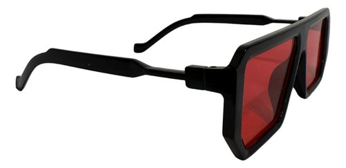 Lentes De Sol Rojo Rectangular Style Trendy Rectangular Negro Rojo Negro Negro