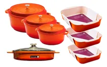 Comprar Conjunto 4 Caçarolas E 3 Assadeiras Studio Laranja Hercules