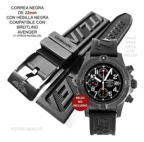 Extensible Correa Negra 22mm Con Hebilla Breitling Avenger
