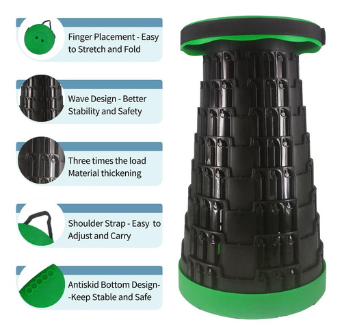 Taburete Plegable Portátil Verde, Silla Plegable Para Acampa