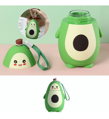 Portátil Termo De Aislamiento Vidrio En Forma De Aguacate Color Verde