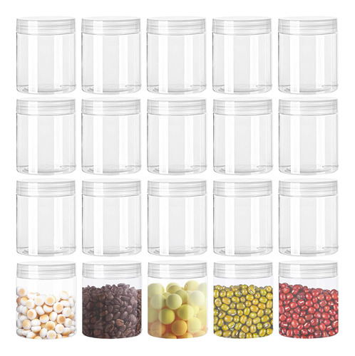 Paquete De 20 Frascos De Plástico Transparente De 4 Oz Con T
