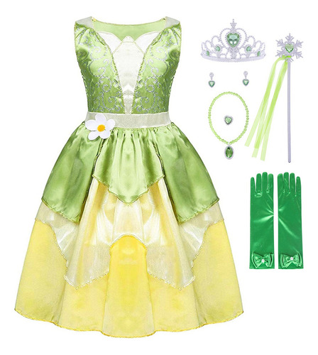 Disfraz Princesa Tiana Vestido Fiesta Día Del Niño Cosplay A