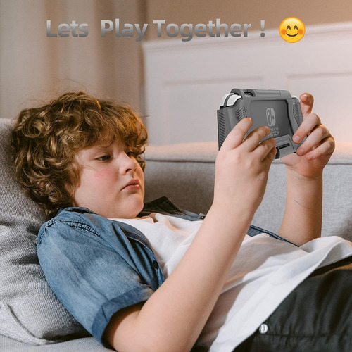 Dreamystore 3en1 el último traje de protección total, a prueba de agua, polvo y anticolisión, protector de pantalla integrado, la mejor sensación de la mano,Armour Funda Case Para Switch Lite Grey