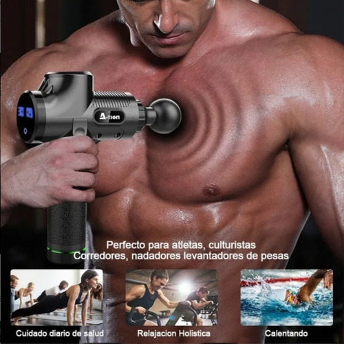 Imagen 4 de 7 de Pistola De Masaje Masajeador De Tejido 30 Velocidad Ation