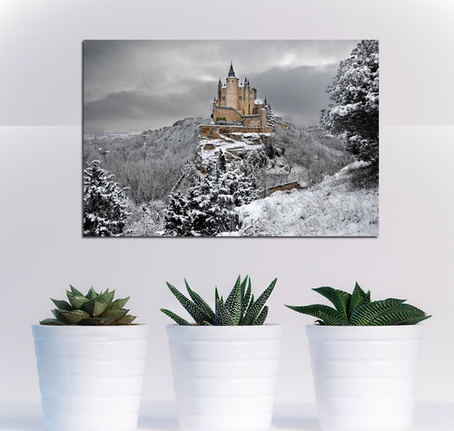 Vinilo Decorativo 50x75cm Castillo España Paisaje Invierno