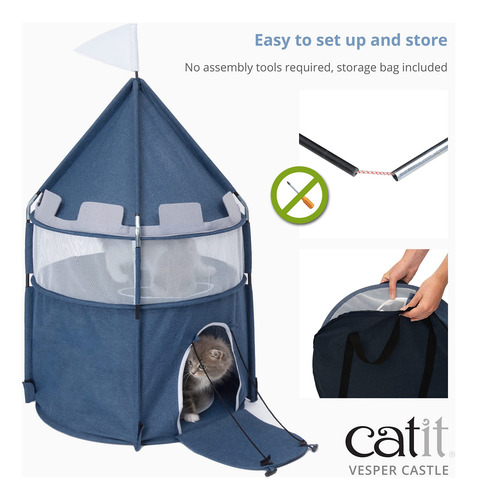 Cat Tower Catit Vesper Castle, Plegable De 2 Niveles, Azul