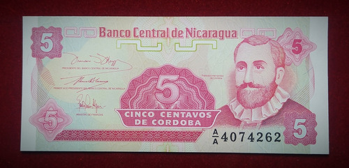 Billete 5 Centavos De Córdoba 1991 Sin Circular Pick 168 Unc