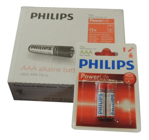 Pack De 12 Blister De Pilas Alcalinas Philips Aaax2 Unidades