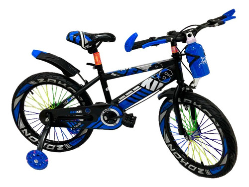 Bicicleta De Niños Azul Rod. 12 - Caramañola Y Rueditas