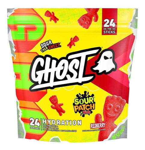 Ghost Hydration Electrolytes+ 24 Sticks Sour Patch Sabor Redberry