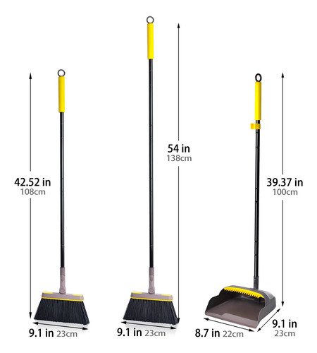Escoba Y Recogedor Plegable Con Mango Largo Y Cabeza Girator