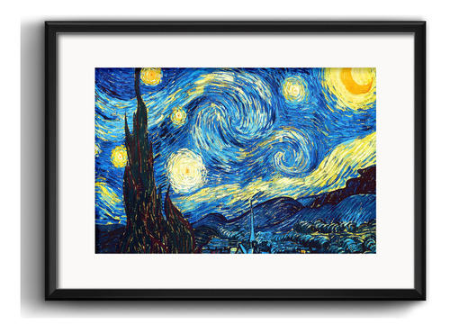 Cuadro La Noche Estrellada Van Gogh Obra Pintor Con Paspartú