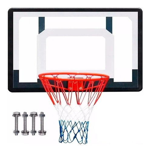 Imagen 2 de 5 de Tablero Basket Policarbonato + Aro Metal + Red + Bulones
