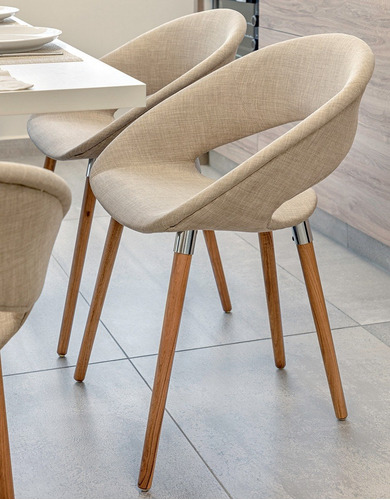 Imagen 3 de 9 de Silla One Wood Tapizada Vestida Patas De Madera Petiribí