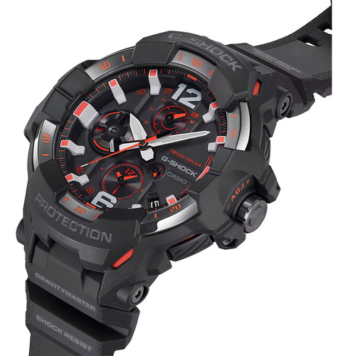 Relógio masculino Casio GR-B300-1A4DR G-shock, pulseira preta, moldura preta, fundo cinza