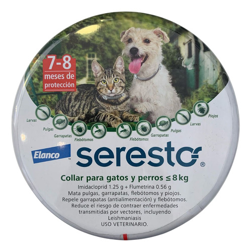 Collar Antipulgas Seresto 7-8 Meses Perros Gatos Hasta 8kg Rojo